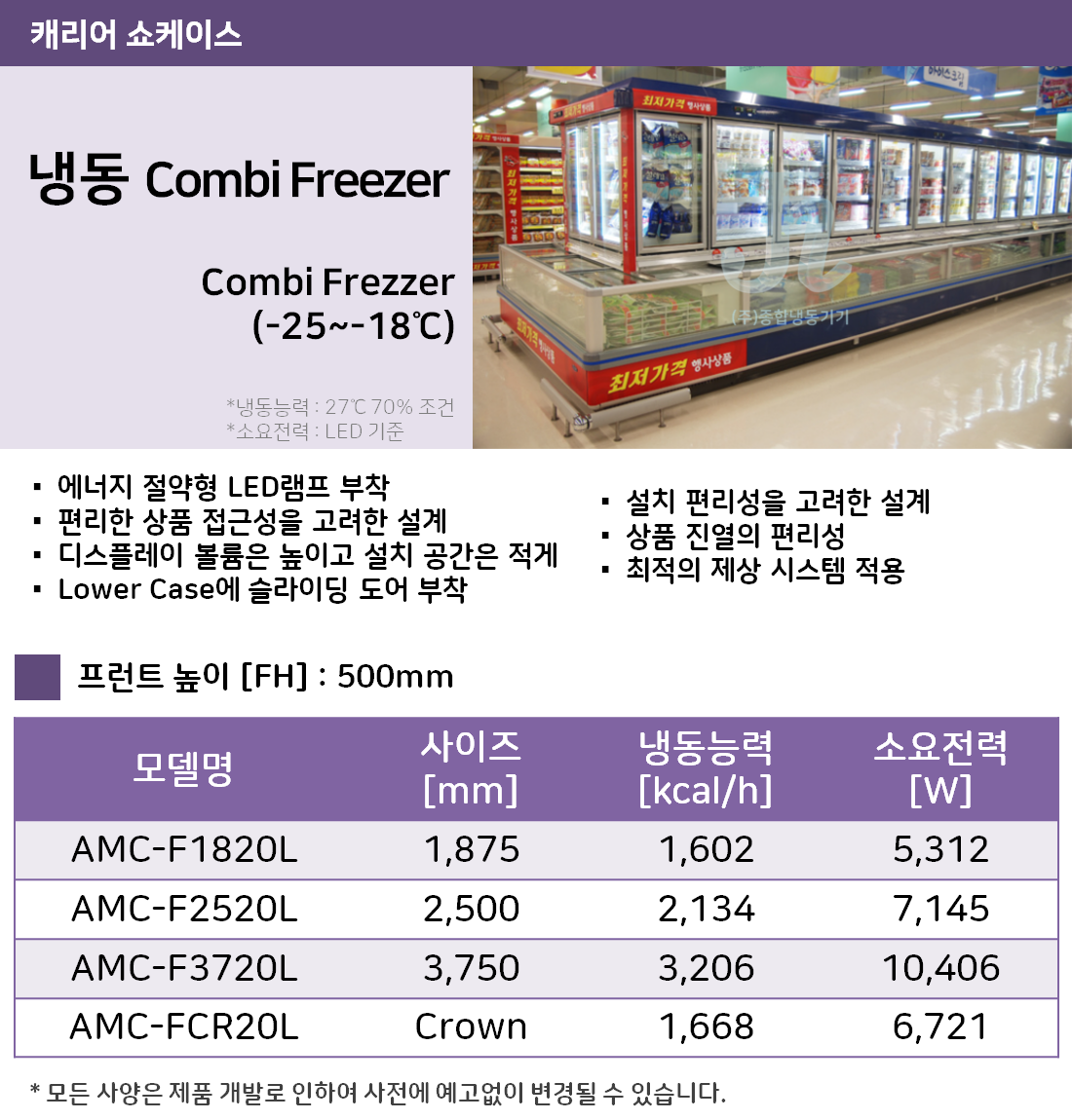 캐리어쇼케이스-냉동 Combi Freezer