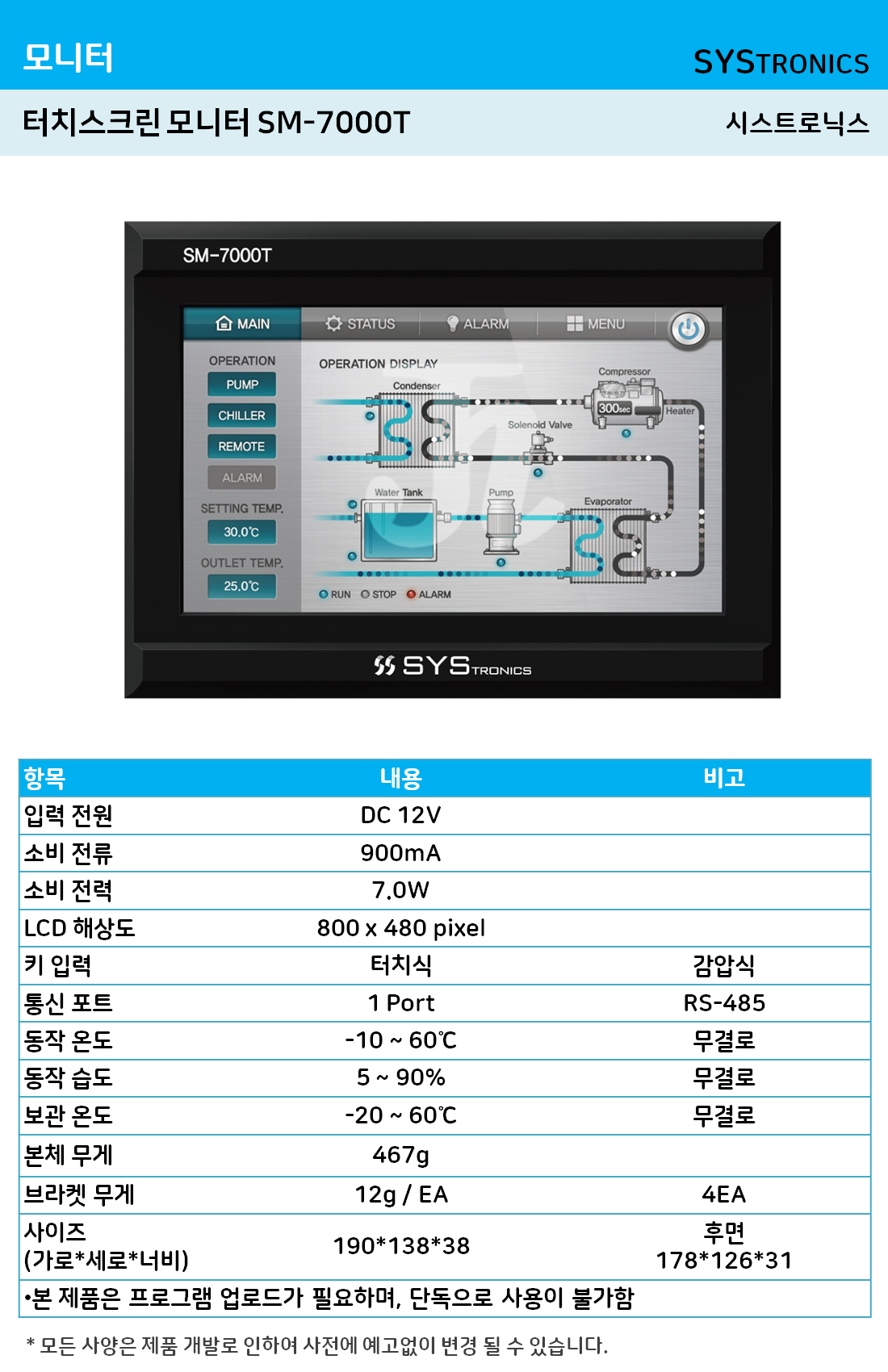 터치스크린 모니터 SM-7000T (시스트로닉스)