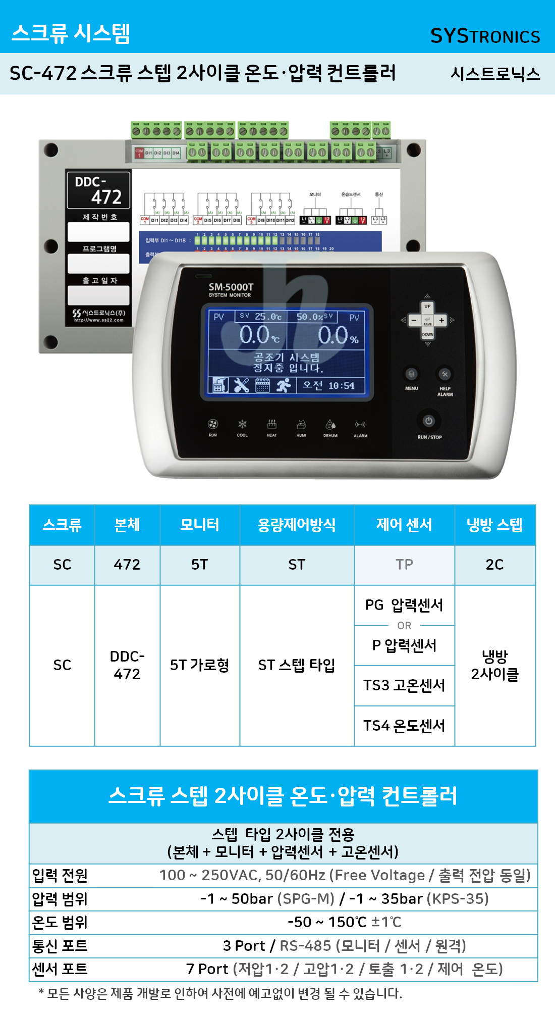 SC-472 스크류 스텝 2사이클 온도·압력 컨트롤러 (시스트로닉스)